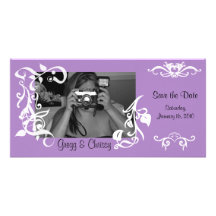 Purple Floral Photo Card