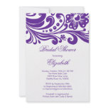 Purple Floral Swirl Bridal Shower Invitation