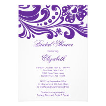 Purple Floral Swirl Bridal Shower Invitation