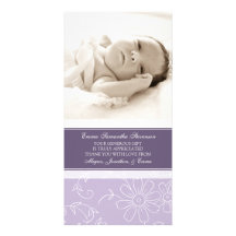 Purple Floral Thank You Baby Shower Photo Cards