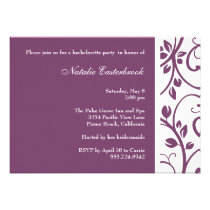 Purple Floral Vine Bachelorette Party Invitation invitations
