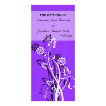 Purple Floral Wedding Program Personalized Rack Card