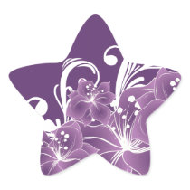 Purple Floral White Scrolls Sticker