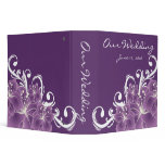 Purple Floral White Swirls Binder