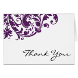 Purple Flourish Swirl Thank You Greeting Cards