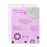 Purple Flower Girl's Brithday Party Invitations