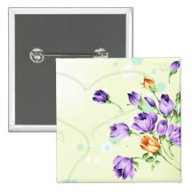 Purple Flower Hearts Pinback Button