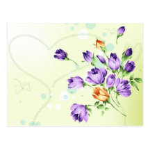Purple Flower Hearts Postcard