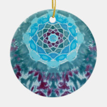 Purple Flower Mandala Tie Dye Christmas Tree Ornaments