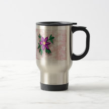 Purple Flower on Pink Textured Background Coffee Mugs