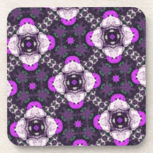 Purple Flower Pattern Drink Coasters