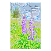 Purple flower stationary paper personalized stationery