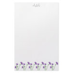Purple flower stationery - personalized
