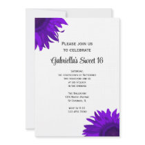 Purple Flower Sweet 16 Birthday Party Invite