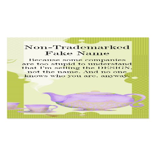 Purple flower teapot and teacups business cards