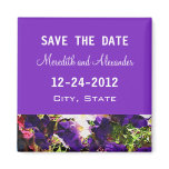 Purple Flower Wedding Save the Date Magnet