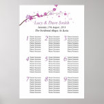 Purple Flower Wedding Table Seating Plan Posters