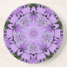 Purple Flower with Dewdrops Drink Coasters