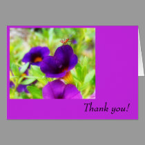 Purple Flowers and Insect Thank You card cards
