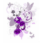Purple flowers and paint splatters w butterflies t-shirts