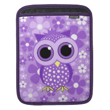 purple flowers and spotted owl iPad sleeves