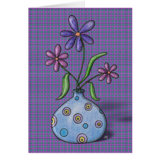 'Purple Flowers' Birthday Card