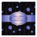 Purple Flowers Birthday Party Invitations
