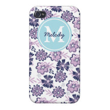Purple Flowers Case For iPhone 4