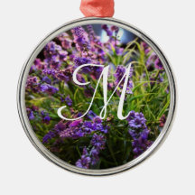 Purple flowers christmas ornaments