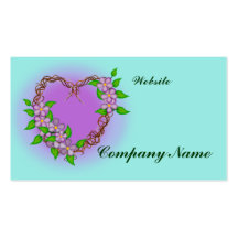 Purple Flowers Grapevine Wreath Business Card Template