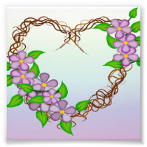 Purple Flowers Grapevine Wreath