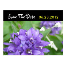 Purple Flowers Save The Date Wedding Postcard