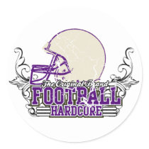 Purple Football Hardcore Tshirts and Gifts Round Sticker