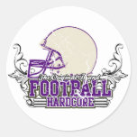 Purple Football Hardcore Tshirts and Gifts Round Sticker