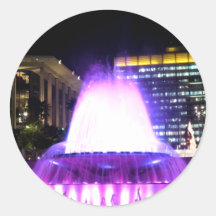 Purple Fountain Round Stickers