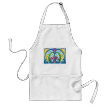 Purple Fuschias in Art Deco Stained Glass Aprons
