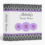 Purple Gerber Black White Damask Recipe Binder