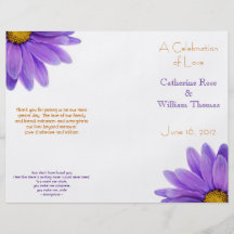 Purple Gerbera Daisy Elegant Wedding Program Personalized Flyer