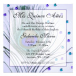Purple Glam Peacock Feather Quinceanera Birthday Custom Invitation