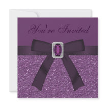 Purple Glitter & Amethyst & Diamond Bling Invites