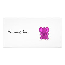 Purple glitter elephant custom photo card