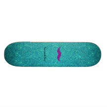 Purple glitter moustache turquoise glitter skate board