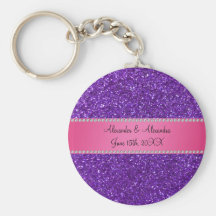 Purple glitter wedding favors keychains