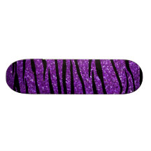 Purple glitter zebra stripes skate board deck