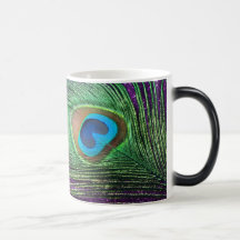 Purple Glittery Peacock Feather Still Life Mug