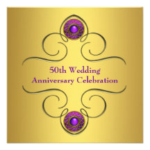 Purple Gold 50th Wedding Anniversary Party Custom Invite