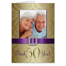 Purple Gold 50th Wedding Anniversary Thank You Cards