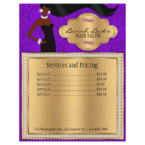 Purple Gold Damask African American Salon Flyer