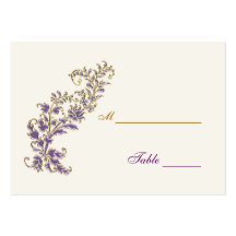 Purple gold floral Table Place card Business Card