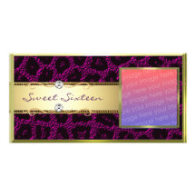 Purple Gold Leopard Sweet Sixteen Photocard Photo Card
